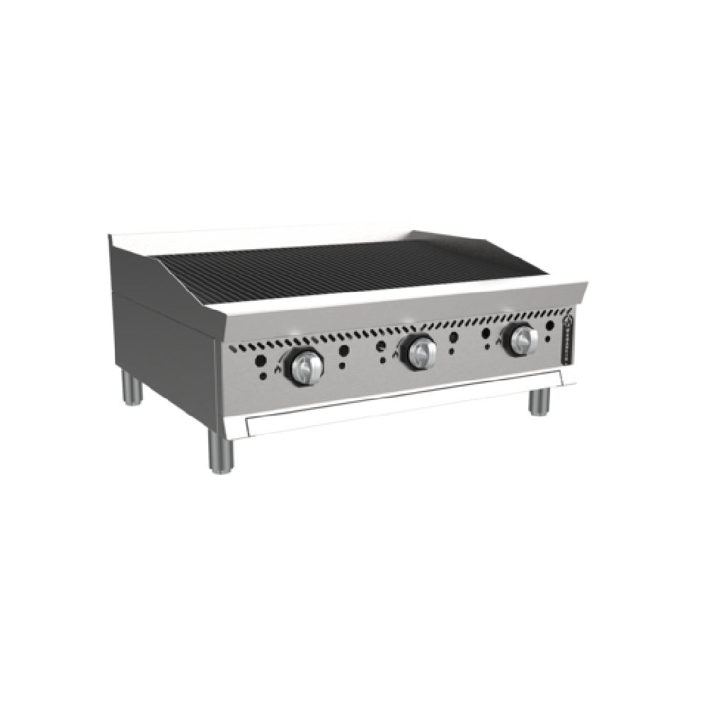 Venancio O36CB 36 Inch Gas Charbroiler with 3 Burners 90000 BTU