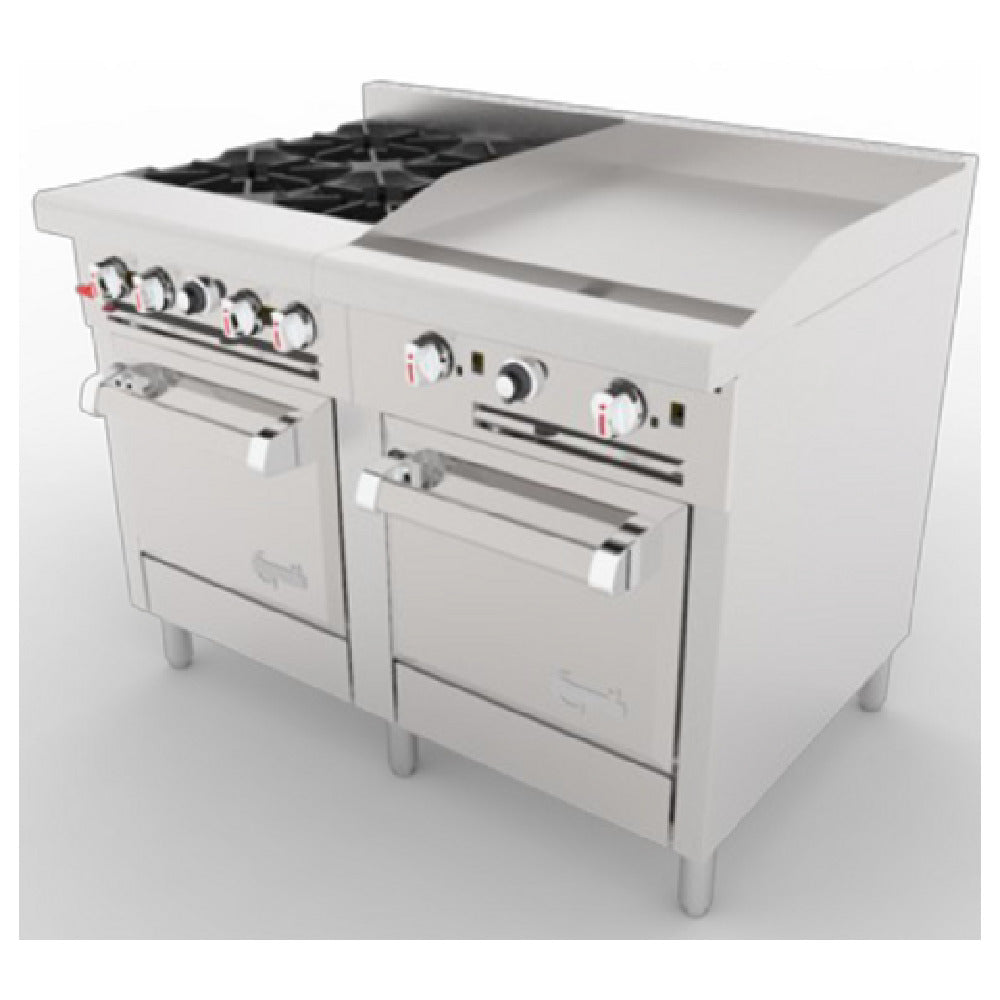 Venancio G482ST-24B24G_LP 48 Inch Gas Range 4 Burner with 24 Inch Griddle and 2 Ovens